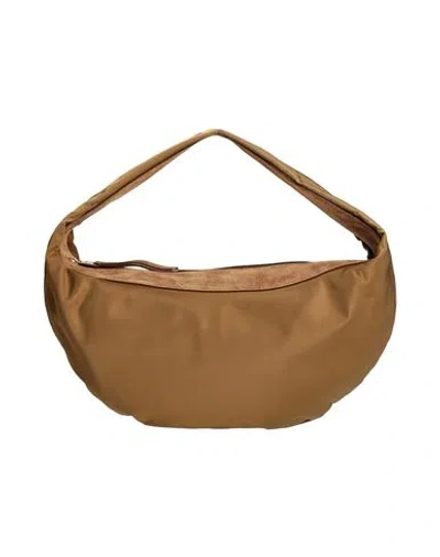 Khaite Woman Handbag Khaki Size - Textile Fibers, Leather In Sand