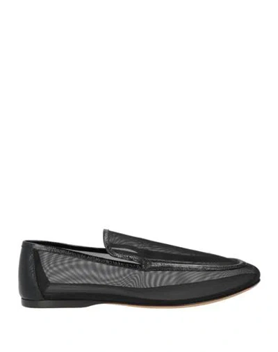 Khaite Woman Loafers Black Size 8 Leather, Textile Fibers