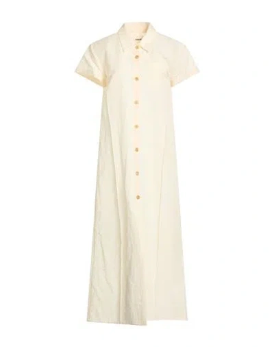Khaite Woman Maxi Dress Beige Size L Silk, Cotton In Neutral