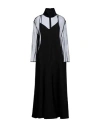 Khaite Bellamy Paneled Long-sleeve Sheer Silk Maxi Dress In Black