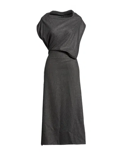 Khaite Woman Maxi Dress Grey Size 6 Virgin Wool, Cashmere, Elastane In Black