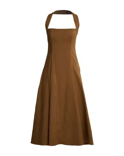 Khaite Woman Maxi Dress Khaki Size 2 Cotton, Viscose In Beige