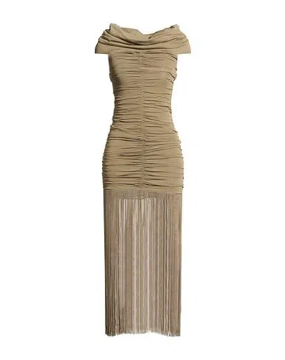Khaite Woman Maxi Dress Military Green Size Xs Viscose, Polyamide In Brown
