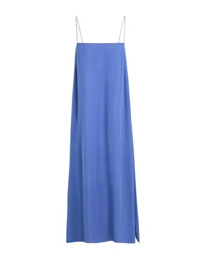 Khaite Woman Midi Dress Azure Size 4 Silk In Blue