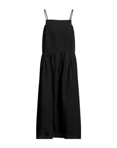 Khaite Woman Midi Dress Black Size 2 Silk, Cotton