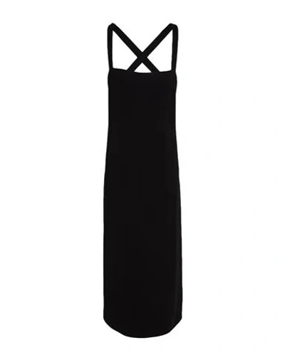 Khaite Woman Midi Dress Black Size 6 Linen, Silk In Animal Print