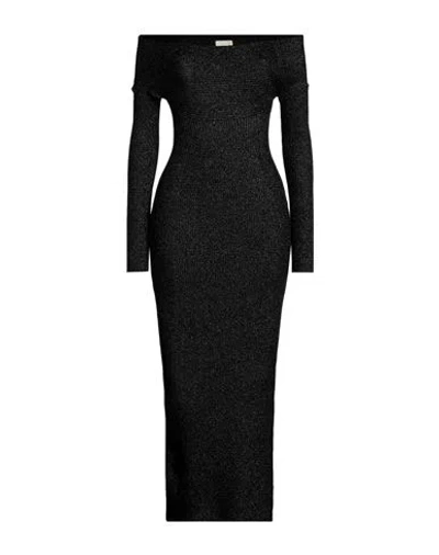 KHAITE KHAITE WOMAN MIDI DRESS BLACK SIZE M VIRGIN WOOL, POLYESTER, METALLIC FIBER, POLYAMIDE, ELASTANE