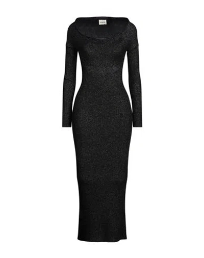 Khaite Woman Midi Dress Black Size M Virgin Wool, Polyester, Metallic Fiber, Polyamide, Elastane