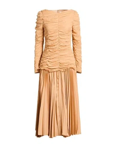 Khaite Woman Midi Dress Camel Size 2 Silk In Beige