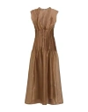 Khaite Woman Midi Dress Khaki Size 6 Silk In Beige