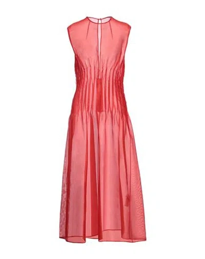 Khaite Woman Midi Dress Tomato Red Size 8 Silk In Fire Red