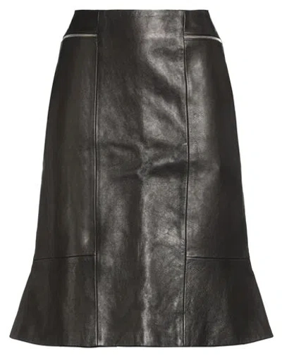 KHAITE KHAITE WOMAN MIDI SKIRT BLACK SIZE 6 LAMBSKIN