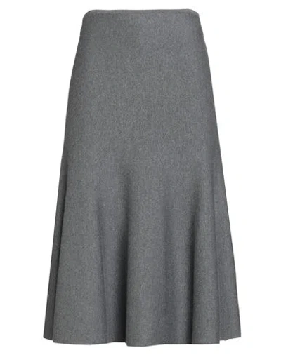 KHAITE KHAITE WOMAN MIDI SKIRT GREY SIZE L WOOL, POLYAMIDE