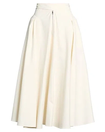 Khaite Woman Midi Skirt Ivory Size 6 Silk, Cotton In Neutral
