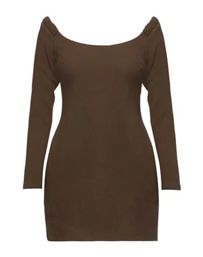 Khaite Woman Short Dress Cocoa Size M Virgin Wool In Brown