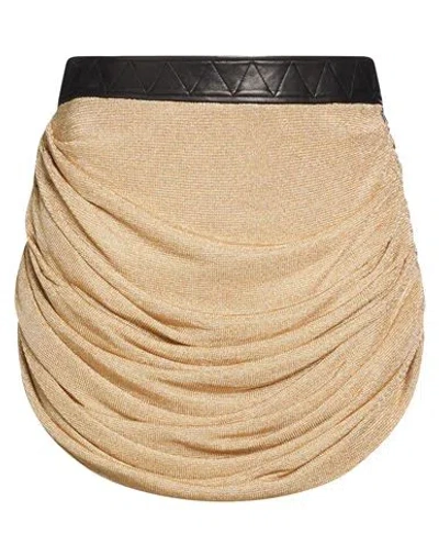 Khaite Woman Mini Skirt Gold Size 2 Viscose, Polyester, Lambskin In Brown