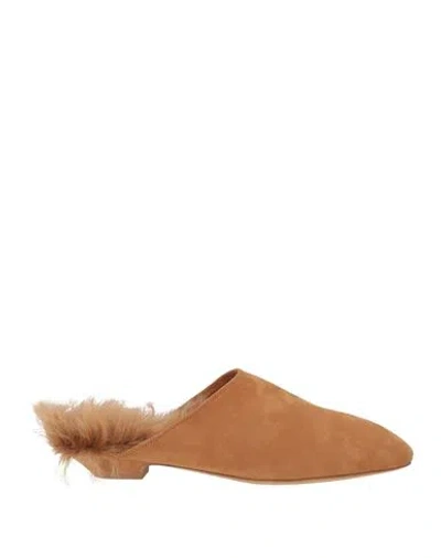 Khaite Woman Mules & Clogs Camel Size 8.5 Leather In Blue