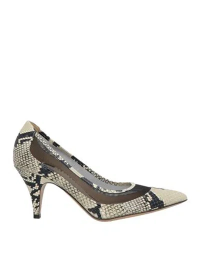 Khaite Woman Pumps Light Grey Size 6 Textile Fibers, Leather