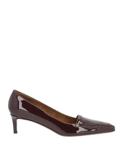 Khaite Woman Pumps Plum Size 8 Leather In Burgundy