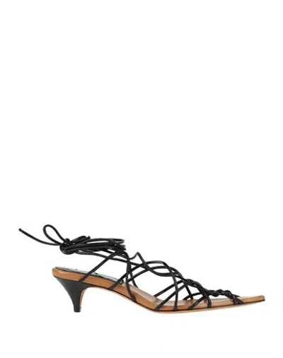 KHAITE KHAITE WOMAN SANDALS BLACK SIZE 11 LEATHER