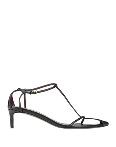 Khaite Woman Sandals Black Size 8 Leather In Burgundy