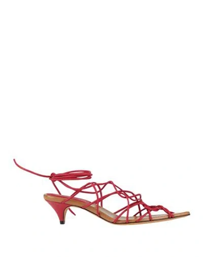 Khaite Woman Sandals Red Size 8 Leather