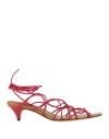 Khaite Arden Strappy Caged Ankle-tie Sandals In Red