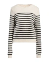 Khaite White And Navy Blue Striped Merino Wool Sweater In White