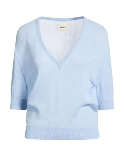 Khaite Woman Sweater Sky Blue Size Xl Cashmere, Elastane In Multi