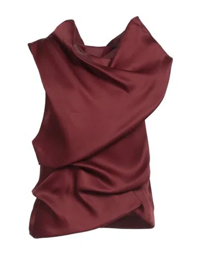 Khaite Woman Top Burgundy Size 4 Silk