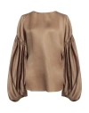 Khaite Woman Top Khaki Size 4 Silk In Beige