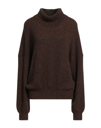 Khaite Woman Turtleneck Brown Size M Cashmere, Elastane