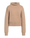 Khaite Woman Turtleneck Camel Size L Cashmere, Elastane In Neutral
