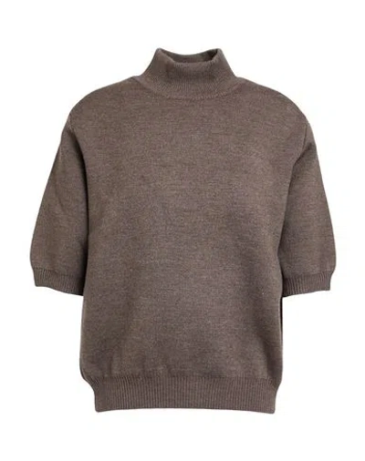 Khaite Woman Turtleneck Dark Brown Size M Wool, Elastane