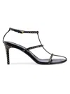 Khaite Black Leather Loop Sandals In Black
