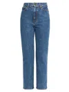 Khaite Abigail High Rise Straight Jeans In Blue