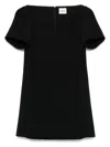 Khaite Benji Square-neck Short-sleeve Mini Dress In Black