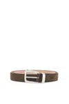 Khaite Benny Suede Leather Belt In In Brown