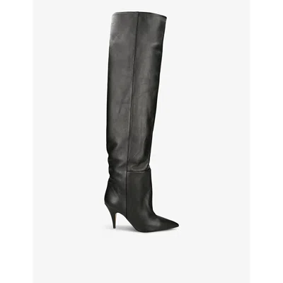 Khaite Womens Black River Leather Knee-high Boots