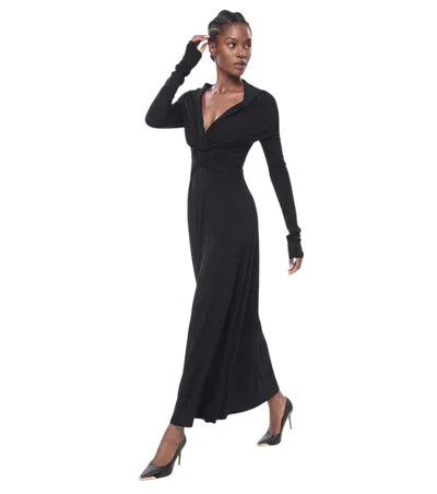 Khaite Women Black Solid V Neck Maxi Dress