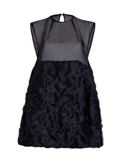 Khaite Women's Blair Linen-blend Sheer Minidress In Black