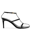 Khaite Black Leather Loop Sandals In Black