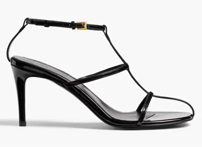 Khaite Black Leather Loop Sandals