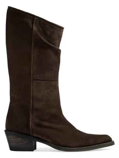 Khaite 35mm Clive Suede Mid-calf Boots In Brown