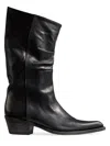 Khaite Clive Leather Mid-calf Boots In Black