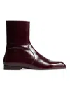 Khaite Colt Glossed Leather Ankle Boots In Burgundy