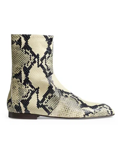 KHAITE WOMEN'S COLT SNAKE-PRINT LEATHER ANKLE BOOTS
