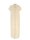Khaite Effy Silk And Cotton-blend Organza Midi Shirt Dress In Neutral