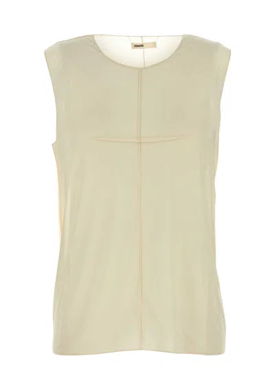 Khaite Cream Stretch Cupro Allo Top In Neutral