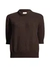 Khaite Davin Short-sleeve Cashmere Sweater In Brown